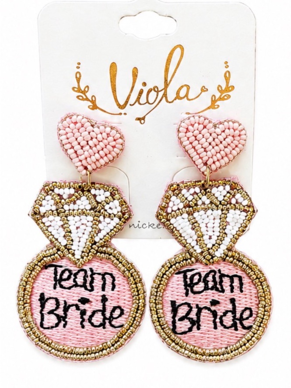 Viola Team Bride Beaded Statement Earrings Bridal Shower Bachelorette